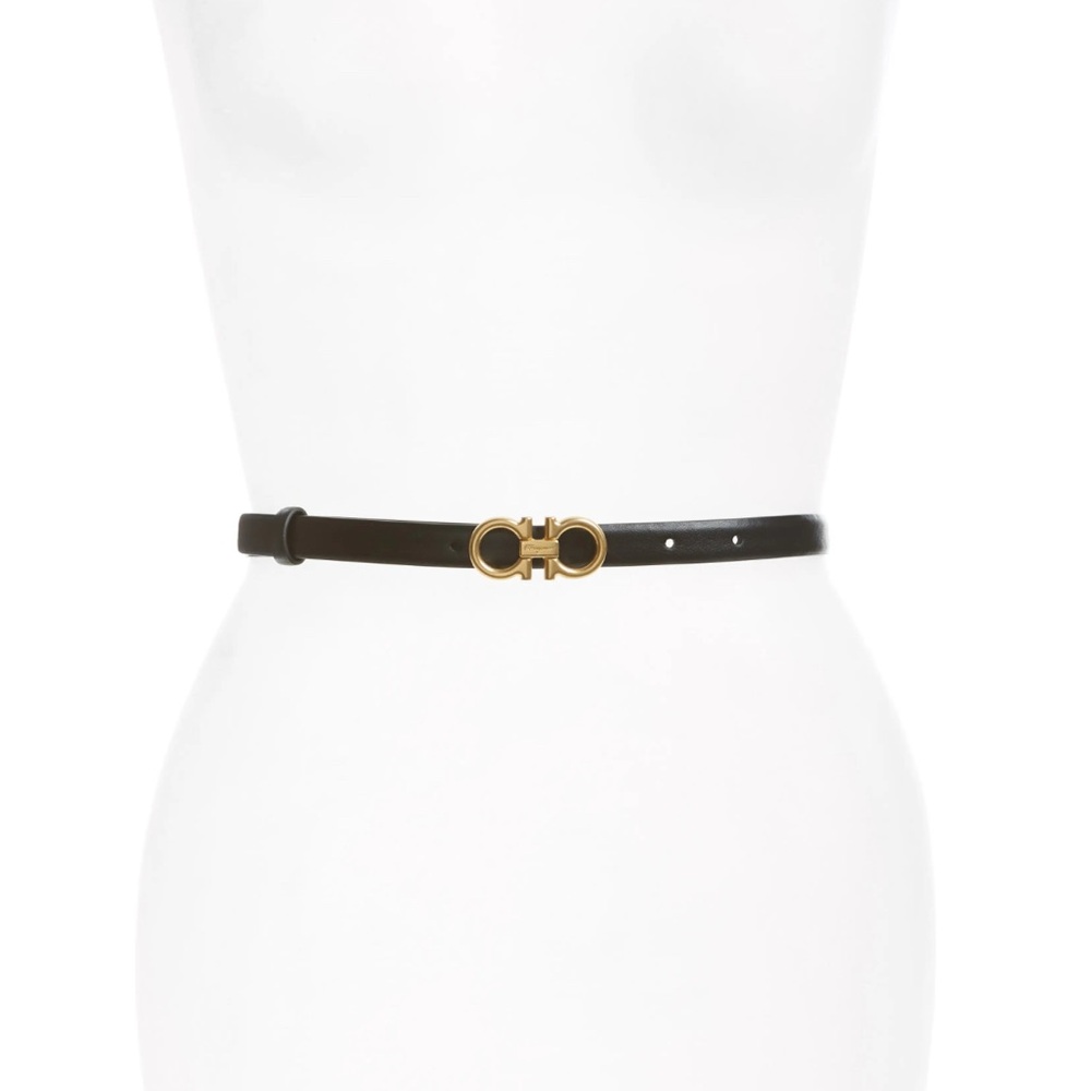 Salvatore Ferragamo Double Gancio Ceylon Leather Belt